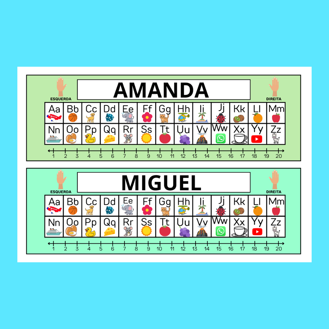 FICHA ALFABETO E NUMERAIS COM NOME